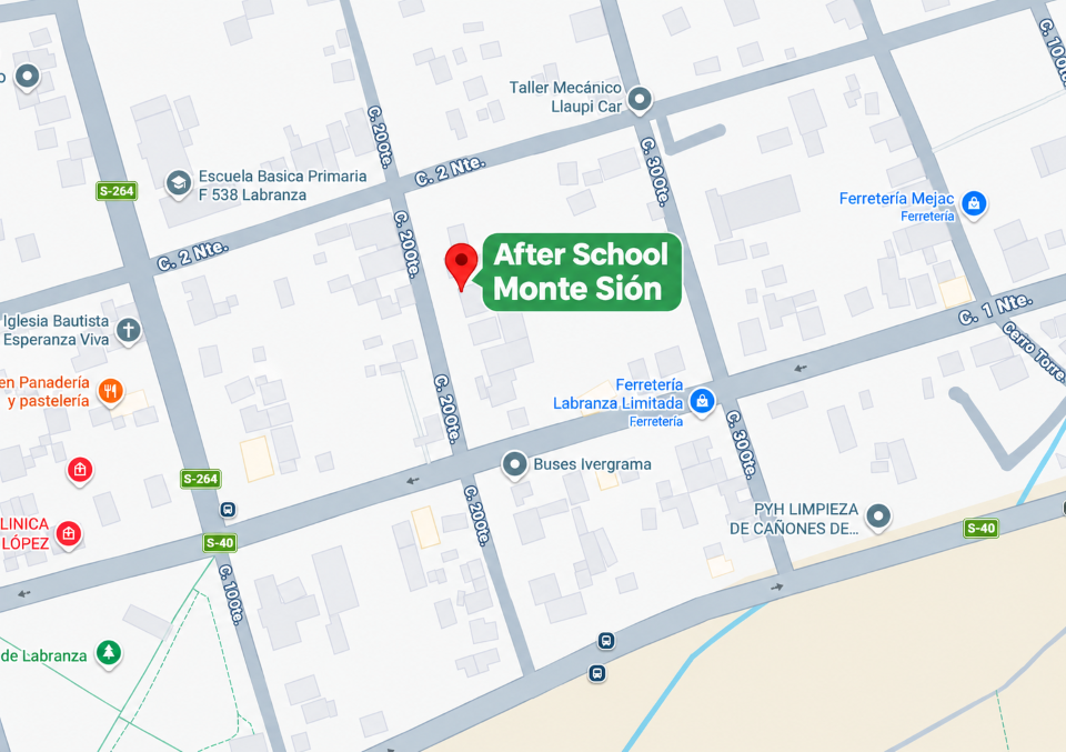 Mapa de ubicación de Monte Sión After School en Labranza, Temuco