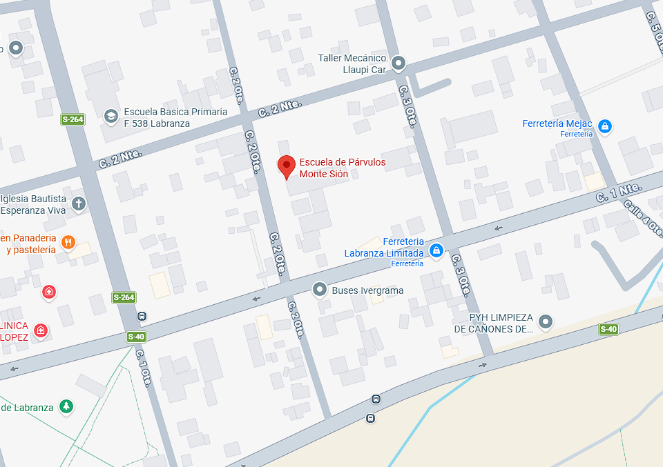 Mapa de ubicación de la Escuela de Párvulos Monte Sión en Calle 2 Ote. 145, Labranza, Temuco